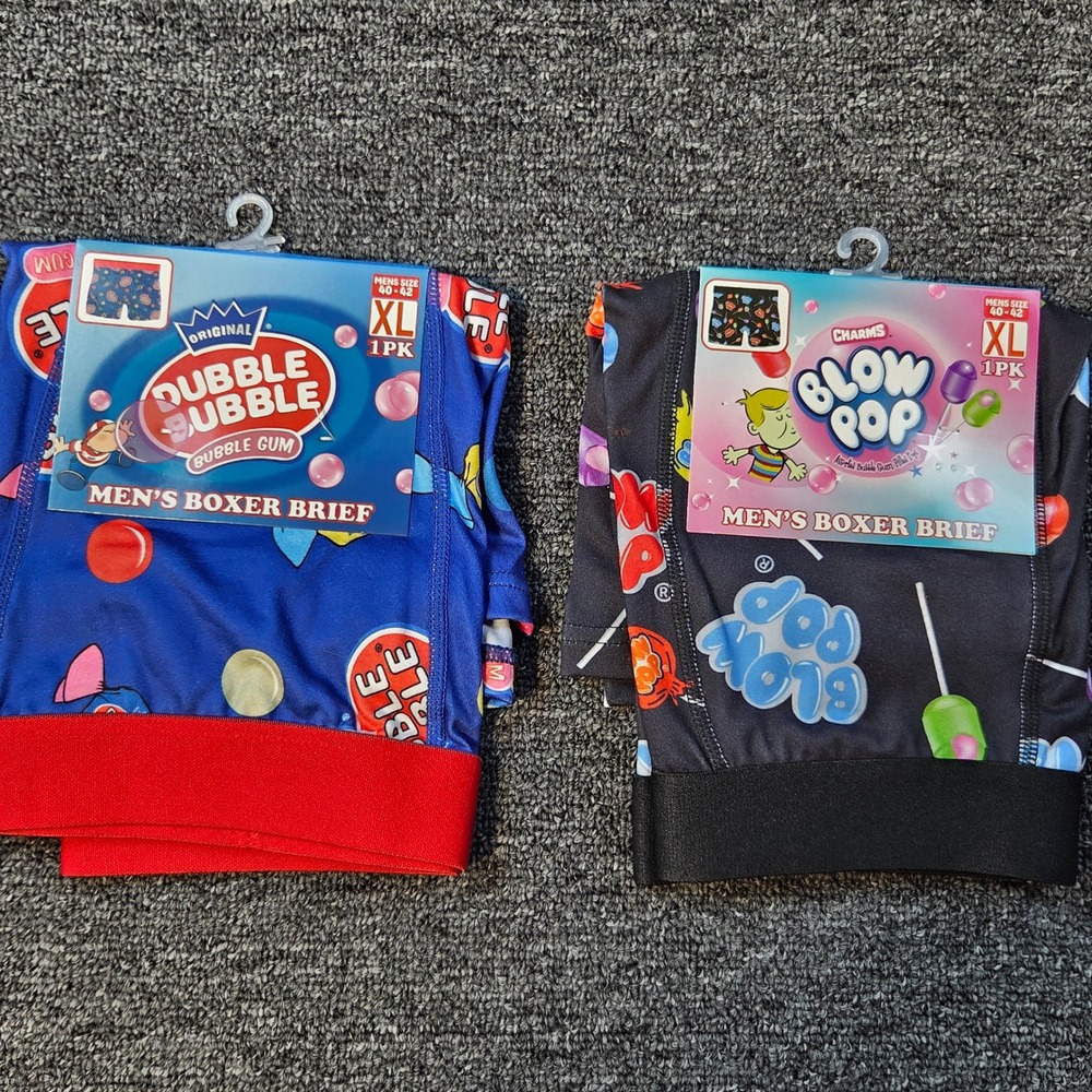 Dubble Bubble Blow Pop Boxer Briefs Mens XL 2 Pack Candy Novelty Retro Lounge - Picture 1 of 3